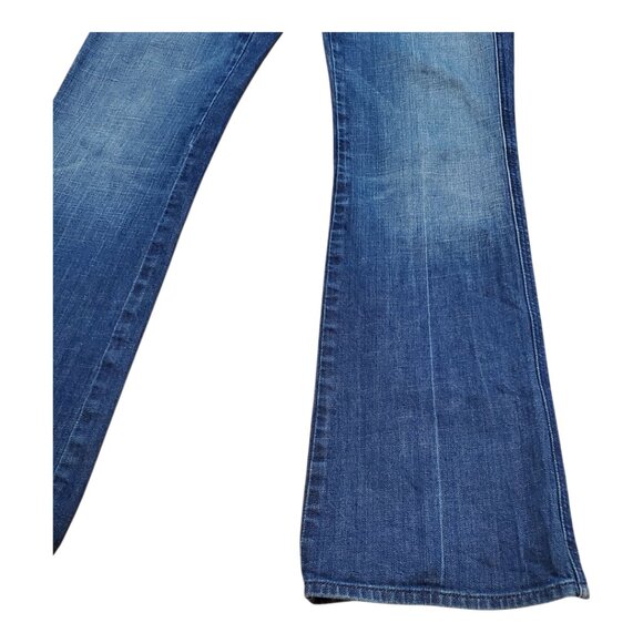 7 FOR ALL MANKIND SZ 32 "A" Pocket Low-rise Bootcut Distressed Blue Jeans - Picture 11 of 15